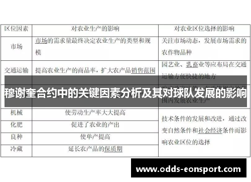 穆谢奎合约中的关键因素分析及其对球队发展的影响